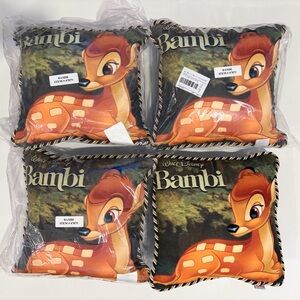 4 Vintage Disney Bambi poster art throw pillows